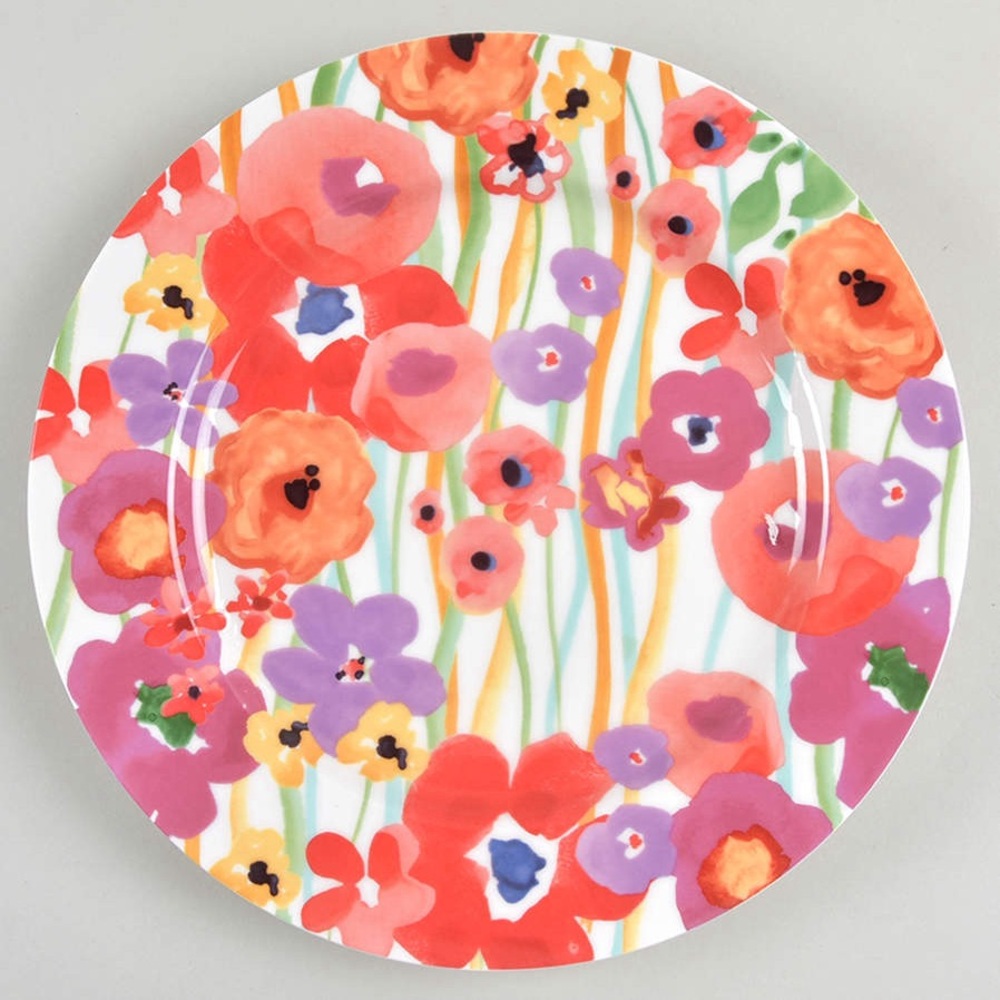 Anthropologie Poppy Verdant Acres Floral Accent 1/ Dinner plate 10.5”